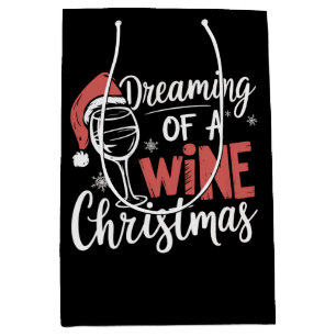 Sac Cadeau Moyen Rêvant d'une fête de Noël au vin, humour de buveur