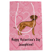 Sac Cadeau Moyen Rhodesian Ridgeback Chien Love Coeur Motif rose (Devant)