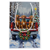 Sac Cadeau Moyen Rhodesian Ridgeback Christmas Red Truck Holiday (Devant)
