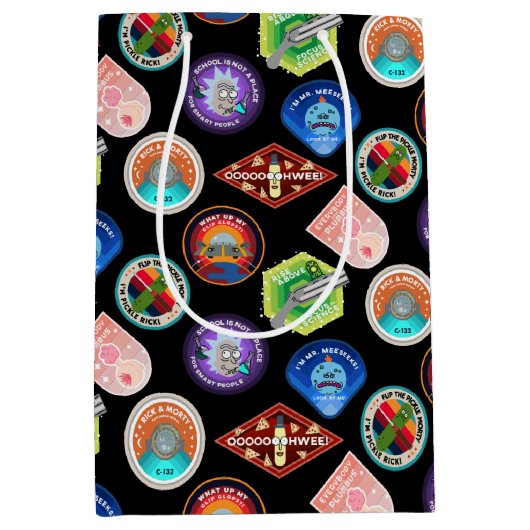 Sac Cadeau Moyen RICK ET MORTY™ | Motif des patchs d'espace externe (Devant)
