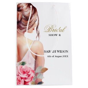 Sac Cadeau Moyen Robe de mariée à l'aquarelle moderne Cadeaux de do