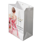 Sac Cadeau Moyen Robe de mariée aquarelle rose mariage Shower de fu (Devant Angle)