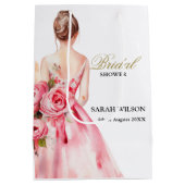 Sac Cadeau Moyen Robe de mariée aquarelle rose mariage Shower de fu (Dos)