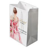 Sac Cadeau Moyen Robe de mariée aquarelle rose mariage Shower de fu (Dos Angle)