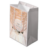 Sac Cadeau Moyen Robe de mariée blanche avec Mariage Rose (Dos Angle)