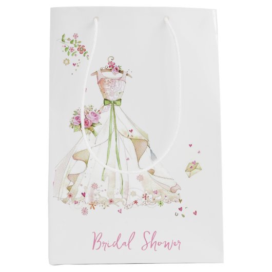 Sac Cadeau Moyen Robe de Mariée Shower de Mariage  (Devant)