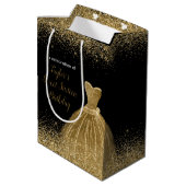 Sac Cadeau Moyen Robe d'or Faux Parties scintillant douce 16 Annive (Dos Angle)