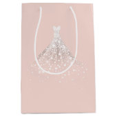 Sac Cadeau Moyen Robe Mariage rose vif Diamants blancs (Devant)
