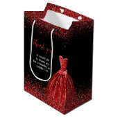 Sac Cadeau Moyen Robe Rouge Lumineuse Faux Parties scintillant Douc (Devant Angle)