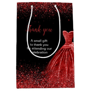 Sac Cadeau Moyen Robe Rouge Lumineuse Faux Parties scintillant Douc