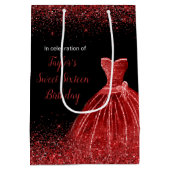 Sac Cadeau Moyen Robe Rouge Lumineuse Faux Parties scintillant Douc (Dos)