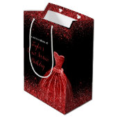 Sac Cadeau Moyen Robe Rouge Lumineuse Faux Parties scintillant Douc (Dos Angle)