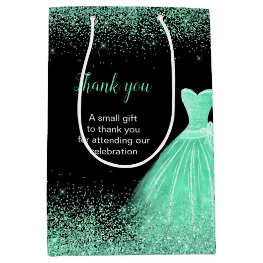 Sac Cadeau Moyen Robe verte Quinceanera Mint Robe Faux Parties scin (Devant)