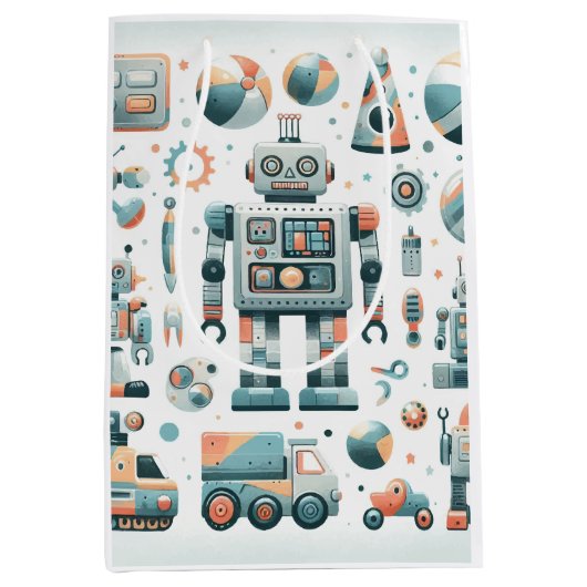 Sac Cadeau Moyen Robots (Devant)