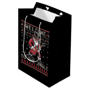 Sac Cadeau Moyen Rock n Roll Noël Rocker Santa Pull de Noël démodé