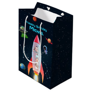 Sac Cadeau Moyen Rocket Space 1er anniversaire Immense Collage ph