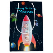 Sac Cadeau Moyen Rocket Space 1er anniversaire | Immense Collage ph (Devant)