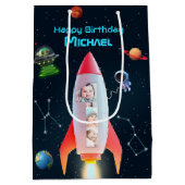Sac Cadeau Moyen Rocket Space 1er anniversaire | Immense Collage ph (Dos)