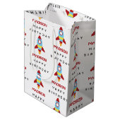 Sac Cadeau Moyen Rocket Spacship Lancement Nom personnalisé Anniver (Dos Angle)