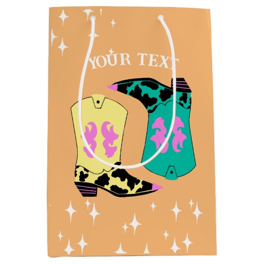 Sac Cadeau Moyen Rodéo des bottes oranges modernes (Devant)