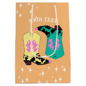 Sac Cadeau Moyen Rodéo des bottes oranges modernes (Dos)