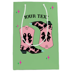 Sac Cadeau Moyen Rodéo Rodéo Botte Rose Vert
