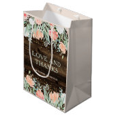 Sac Cadeau Moyen Romance florale rustique | Mariage aquarelle (Devant Angle)