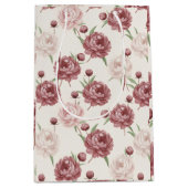 Sac Cadeau Moyen Romantic Blush & Burgundy Peony Floral Pattern (Devant)