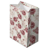 Sac Cadeau Moyen Romantic Blush & Burgundy Peony Floral Pattern (Dos Angle)