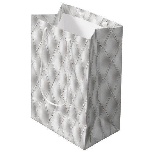 Sac Cadeau Moyen Romantique Blanc Faux Cuir (Devant Angle)