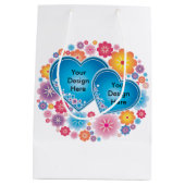 Sac Cadeau Moyen Romantique Blanc floral bleu coeur (Dos)