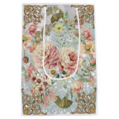 Sac Cadeau Moyen Romantique Pastel Florals Blues (Dos)