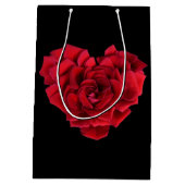 Sac Cadeau Moyen Romantique Red Rose Coeur sur Noir (Dos)