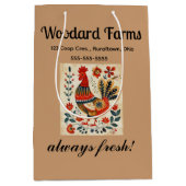 Sac Cadeau Moyen Rooster d'art populaire modifiable (Devant)