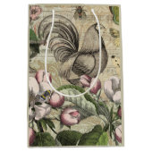 Sac Cadeau Moyen Rooster Garden Flower Papillon Art (Devant)