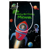 Sac Cadeau Moyen Roquette avec photo | Alien de l'astronaute d'anni (Devant)