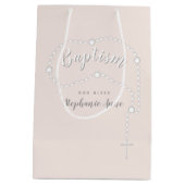 Sac Cadeau Moyen Rosaire du Baptême sur rose (Dos)