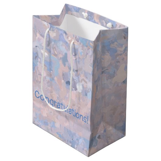 Sac Cadeau Moyen Rose clair et bleu (Devant Angle)