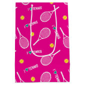 Sac Cadeau Moyen Rose clair J'aime le motif de tennis (Dos)