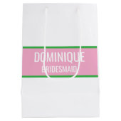 Sac Cadeau Moyen Rose Clair + Monogramme Vert Demoiselle d'Honneur (Dos)