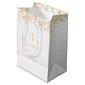 Sac Cadeau Moyen Rose de communion et confettis d'or (Dos Angle)