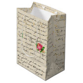 Sac Cadeau Moyen Rose et lettre victoriens (Devant Angle)
