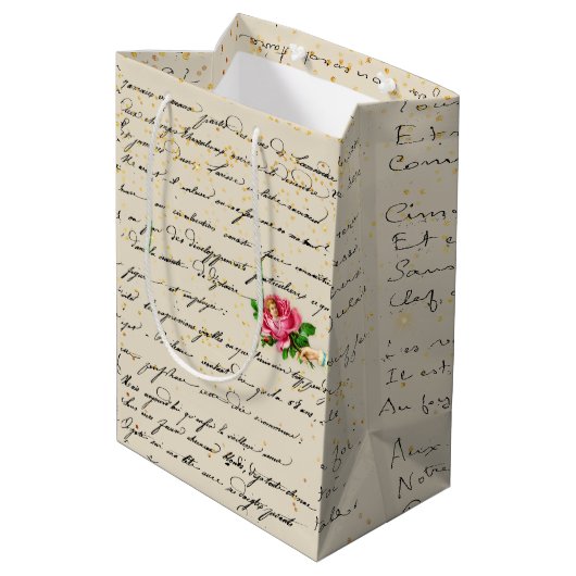 Sac Cadeau Moyen Rose et lettre victoriens (Dos Angle)