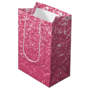 Sac Cadeau Moyen Rose faux éclats scintillants de couleur rose clai
