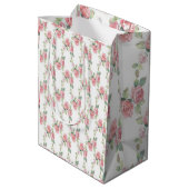 Sac Cadeau Moyen Rose Fleur Rose Shabby Chic (Dos Angle)
