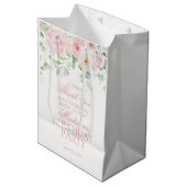 Sac Cadeau Moyen Rose Floral Hydrangea Botanique Anniversaire Favor (Devant Angle)
