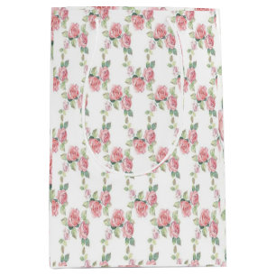 Sac Cadeau Moyen Rose Floral Rose Shabby Chic