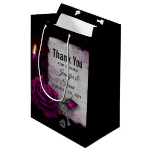 Sac Cadeau Moyen Rose gothique, bougie, parchemin et Mariage de cas