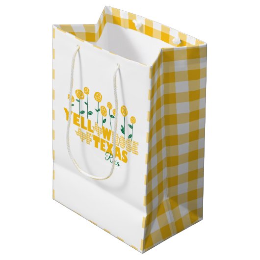 Sac Cadeau Moyen Rose jaune du Texas - Jardin Rose (Devant Angle)
