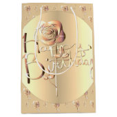 Sac Cadeau Moyen Rose "Joyeux anniversaire" (Devant)